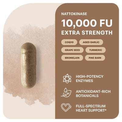 High-Strength 10,000 FU Nattokinase For Healthy Blood Flow & Heart Support