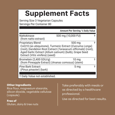 High-Strength 10,000 FU Nattokinase For Healthy Blood Flow & Heart Support
