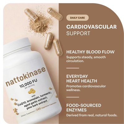 High-Strength 10,000 FU Nattokinase For Healthy Blood Flow & Heart Support