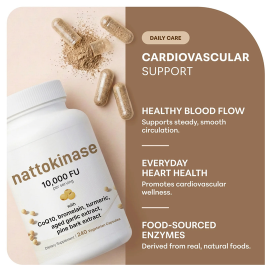 High-Strength 10,000 FU Nattokinase For Healthy Blood Flow & Heart Support