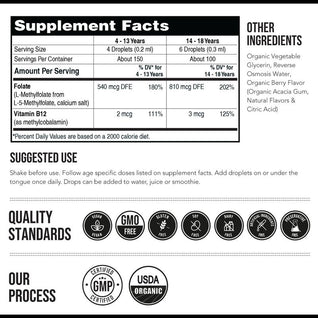 Organic Kids L-Methylfolate & Methyl B12 – Berry Flavor